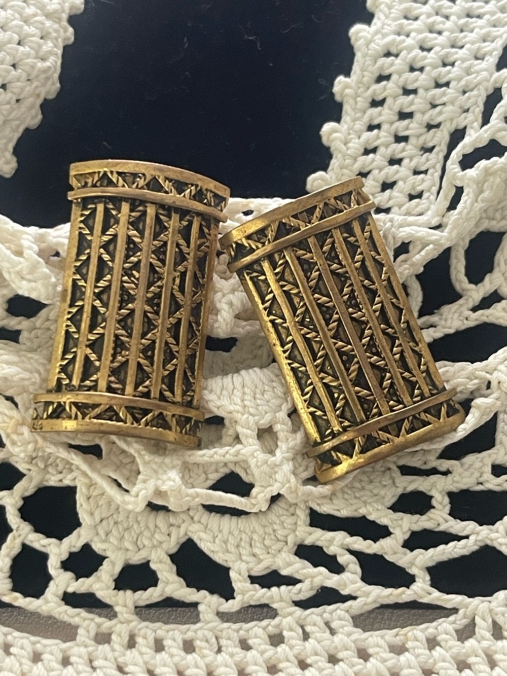 Vintage Gold Tone Filigree Shoe Clips or Dress Clips